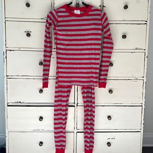Hanna Andersson red and grey stripped pajamas size 14